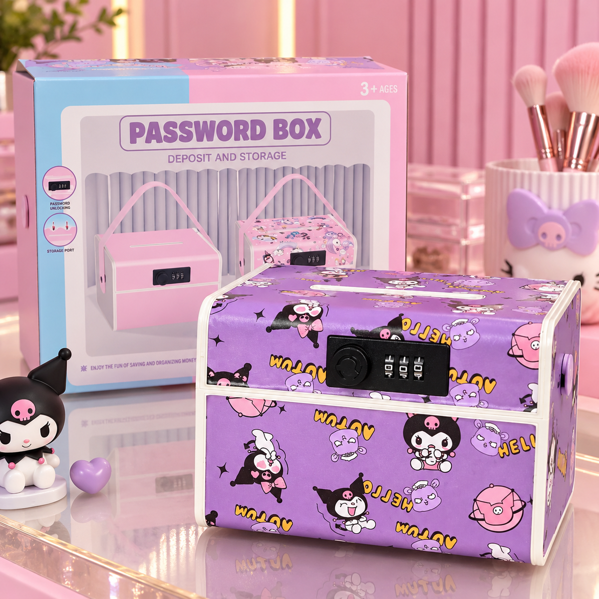 🎀💜 Alcancía Infantil con Contraseña – Hello Kitty y Kuromi